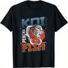 Koi Fish Vintage Flower Pattern Japanese Art Floral Koi Carp T-Shirt