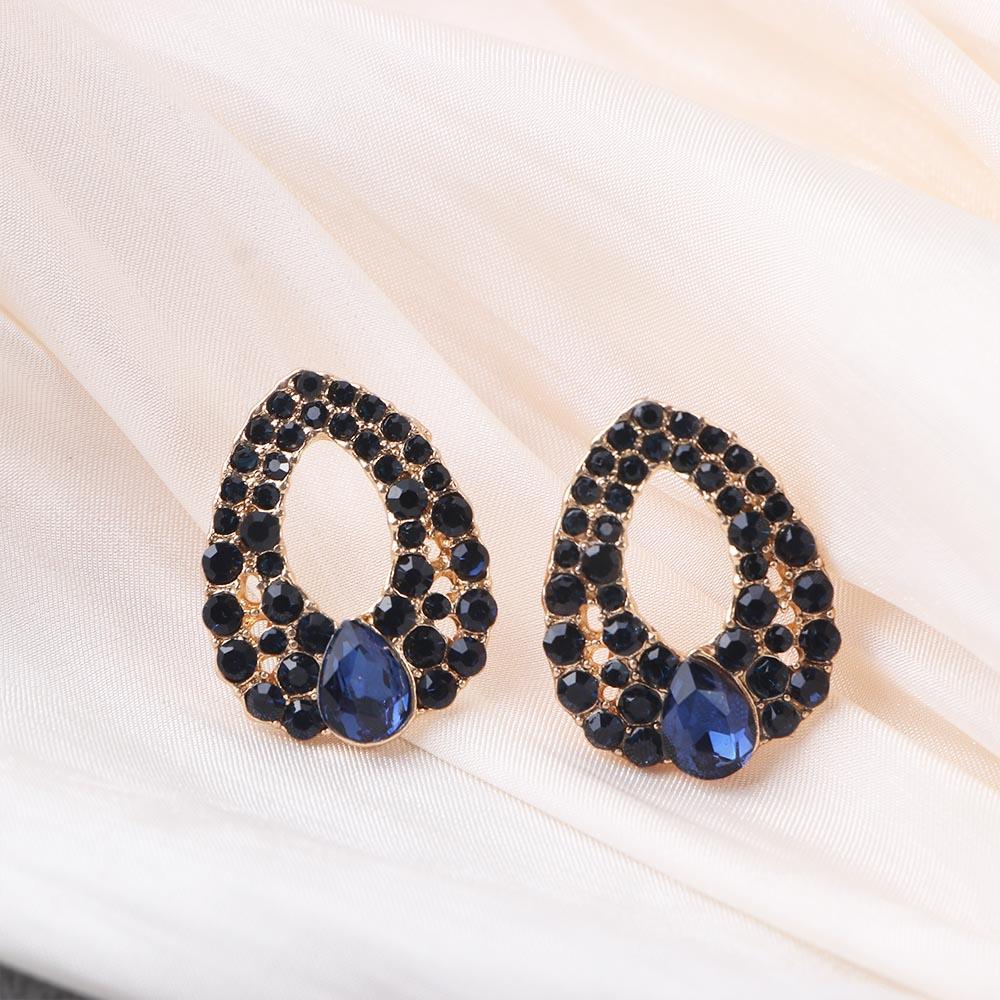 Fashion Blue Rhinestone Dangle Ear Stud Earrings Jewelry Natural Water Droplets Australian Crystal