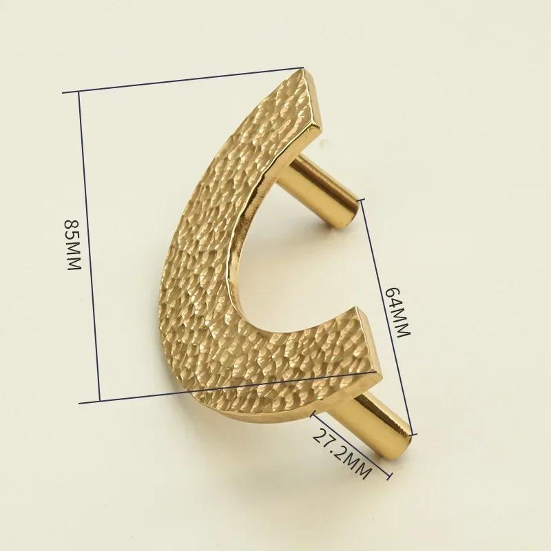Luxury Brass Hammer Semi-circular Handle Knurled Kitchen Cabinet Door Handles Nordic Wardrobe Drawer Pulls Furniture Handles