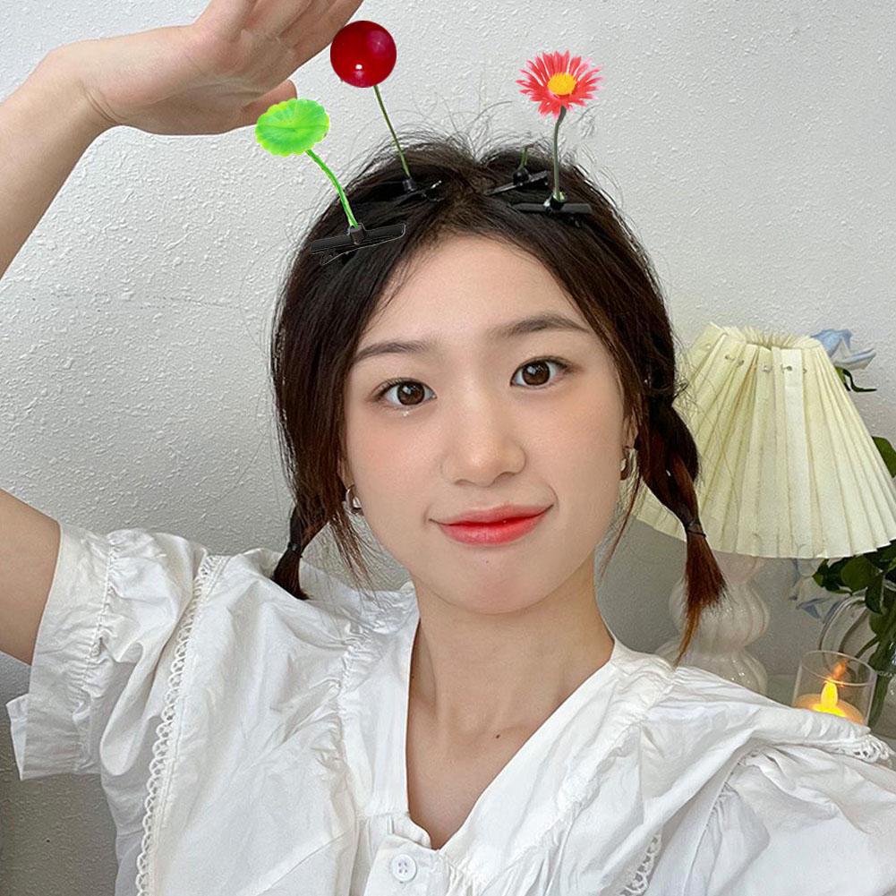 Bean Sprout Hair Clips Funny Plant Hairpins,Mixed Style Barrette Mushroom Little Grass Accessor M5W0
