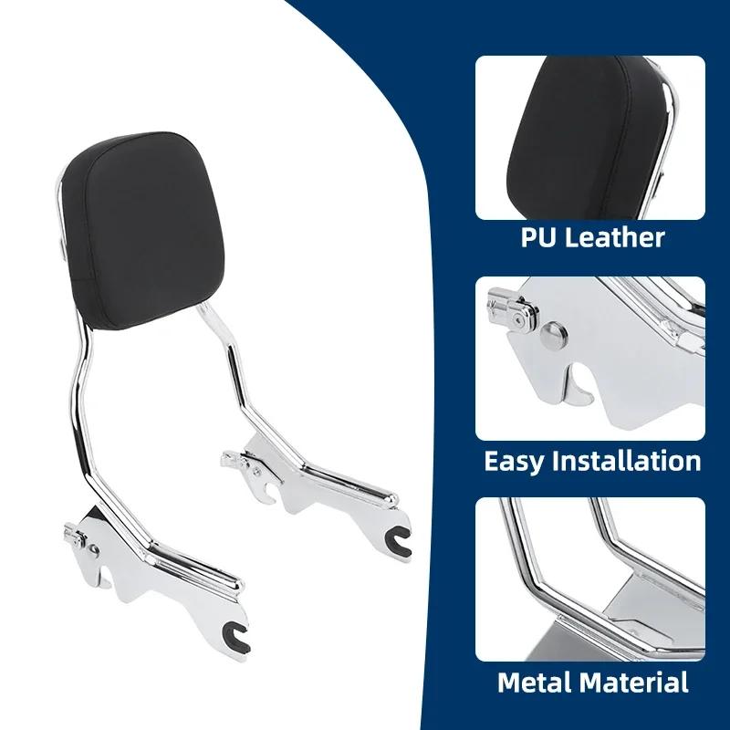 Motorcycle Rear Pessenger Sissy Bar Upright Backrest Black Chrome For Harley Softail Slim Street Bob Deluxe 2018-2025