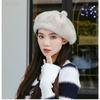 Big Head Circumference Black Beret Female Winter New Trendy Face Small Mink Hair Hat Octagonal Hat Cloud Hat Milliner