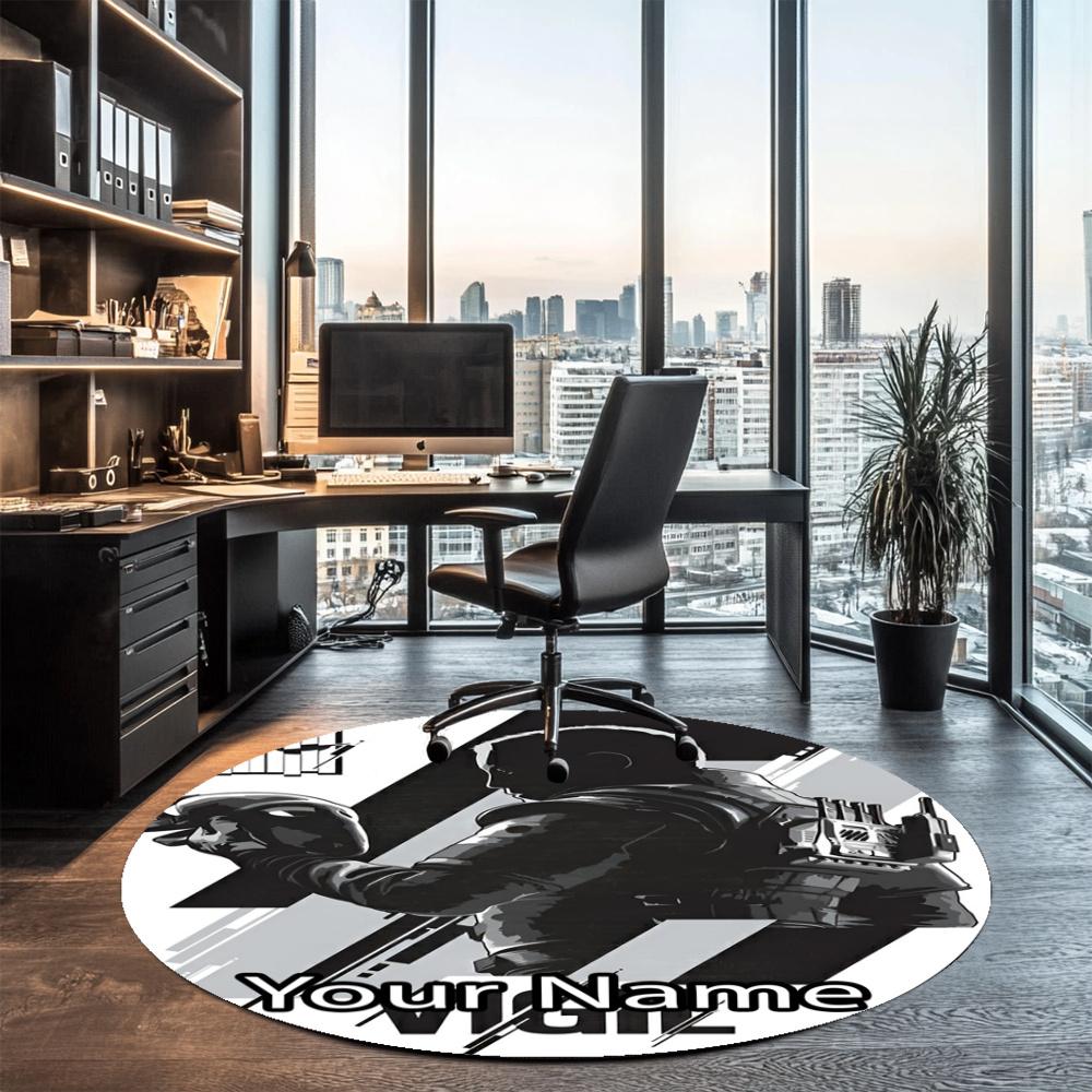 Custom Name Rainbow Six Siege Printed Round Rug Carpet Chair Rug Area Rug Entryway Doormats,for Office Chair Living Room Bedroom Kitchen Room.