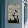 1pc Vintage Mary Poppins Metal Tin Sign - 20.32x30.48 cm Wall Art with Music Notes & Silhouette, Perfect for Home Decor & Holida