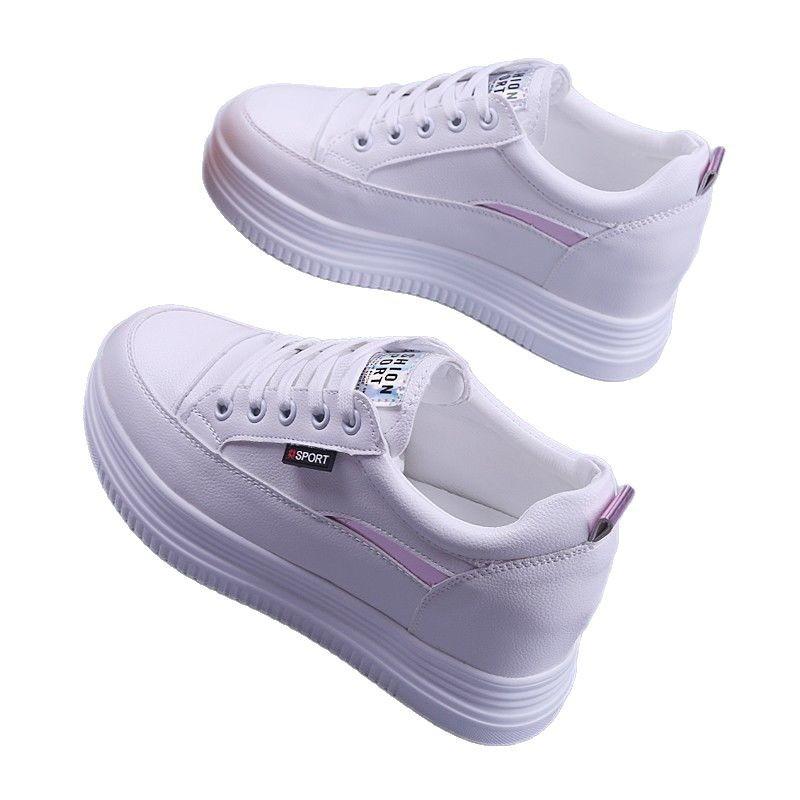 Platform Women's Shoes Hollow Breathable Women's Net Shoes 2025 Spring and Summer New Muffin Thin Fashion Inner Height Increase White Shoes Women