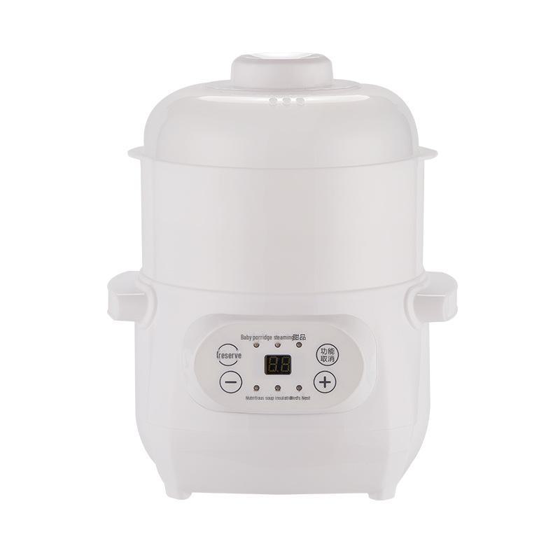 

Водонепроницаемая электрическая керамическая кастрюля для тушения, автоматическая умная плита для каши и супа, идеальный подарок для дома White electric stew pot + steamer. 220V European plug белый