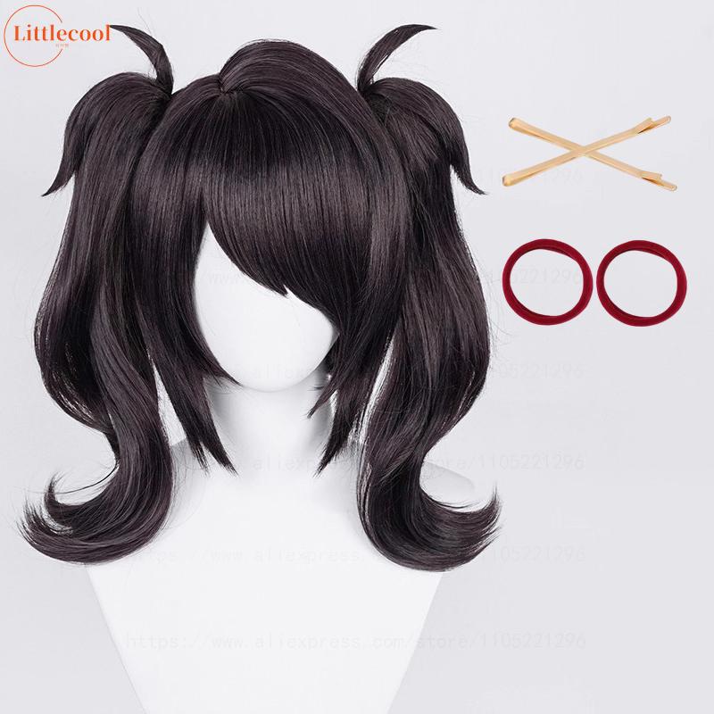 Parrucca Cosplay di Alta Qualità Gioco Ame Angel-chan Coda di Cavallo Nera con Clip Capelli Sintetici Resistenti al Calore OMG Parrucche Anime Ame-chan + Cuffia per Parrucca