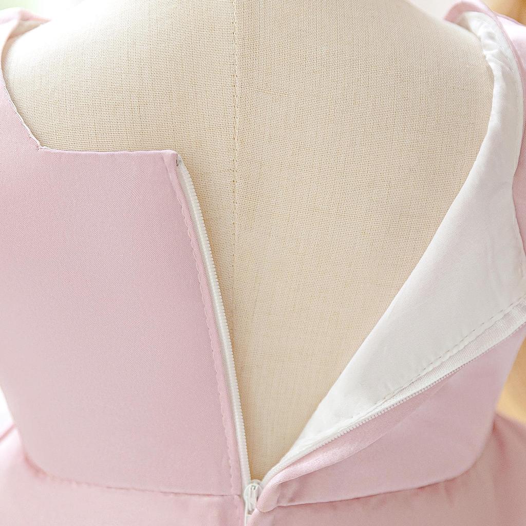 New Girls' Satin Puff Sleeve Princess Dress - Perfect for Birthdays, Weddings, and Special Occasions