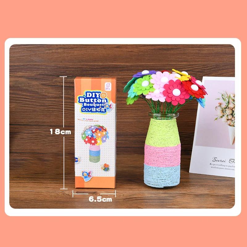 Kit Creativo Floreale Bouquet con Bottoni e Fiori di Feltro Vaso Giocattolo Artistico Progetto Creativo Bambini Bambino Attività Fai da Te Giocattoli Ragazzi Ragazze Regalo