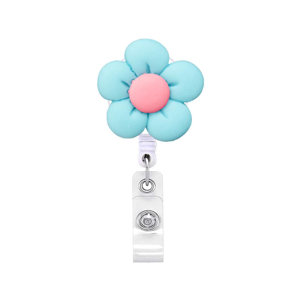 

7 Color New Style Cute Flower Retractable Nurse Badge Reel Clip Badge Holder Students Doctor ID Card Holder Keychain Jewelry синий