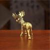 Mini Brass Elk Animal Crafts Statue Tabletop Ornament Collection Tea Pet Home Decor Festival Gift
