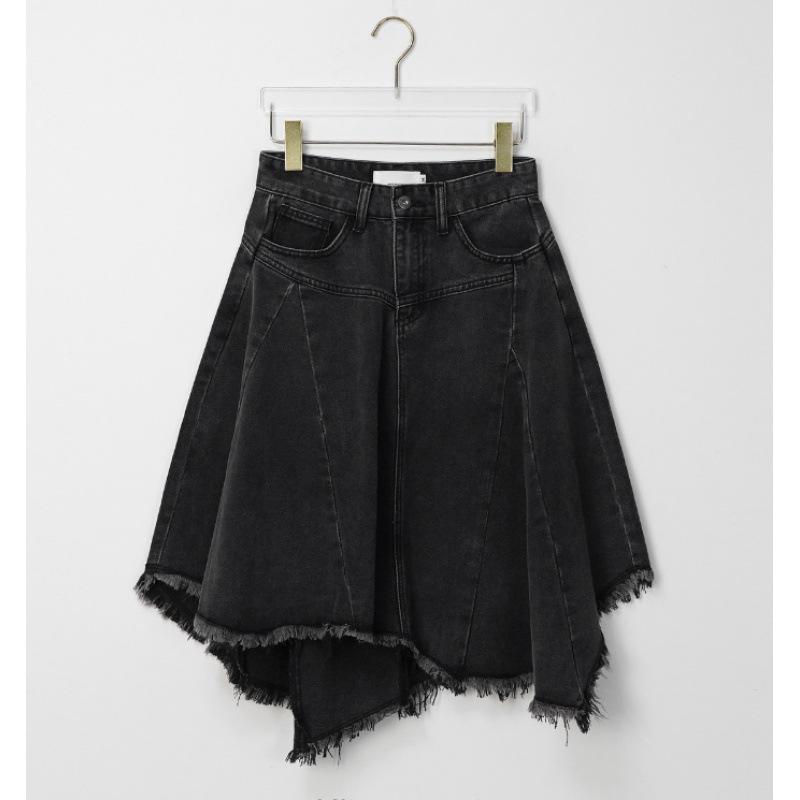 

Korean Irregular Hem Denim Skirt Medium чёрный