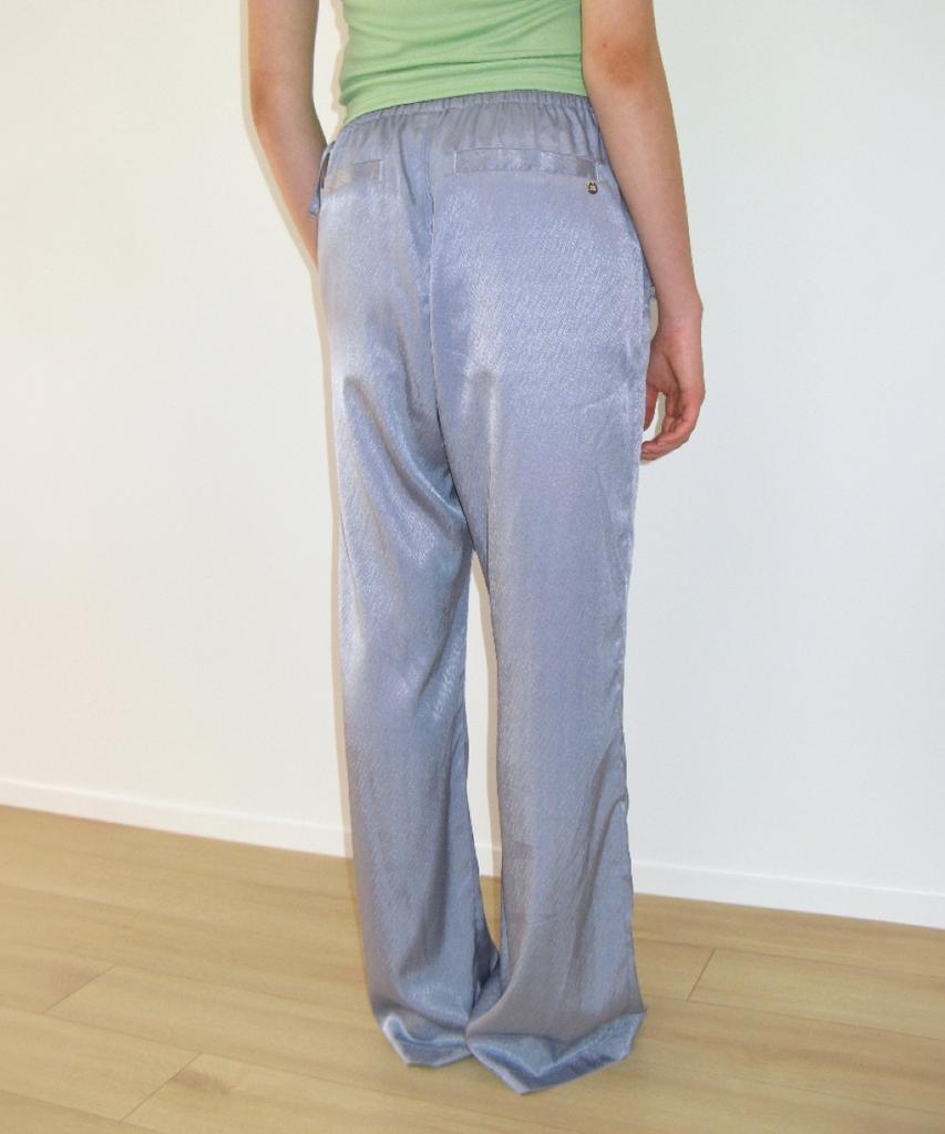 RONRON Waist Bow Tie Shining Pants Dusty Blue