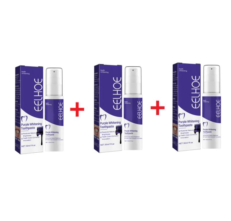 New  Purple Whitening Toothpaste – Teeth Color Corrector Restores Nature Brightness Enamel Safe Fresh Breath Daily Oral Care