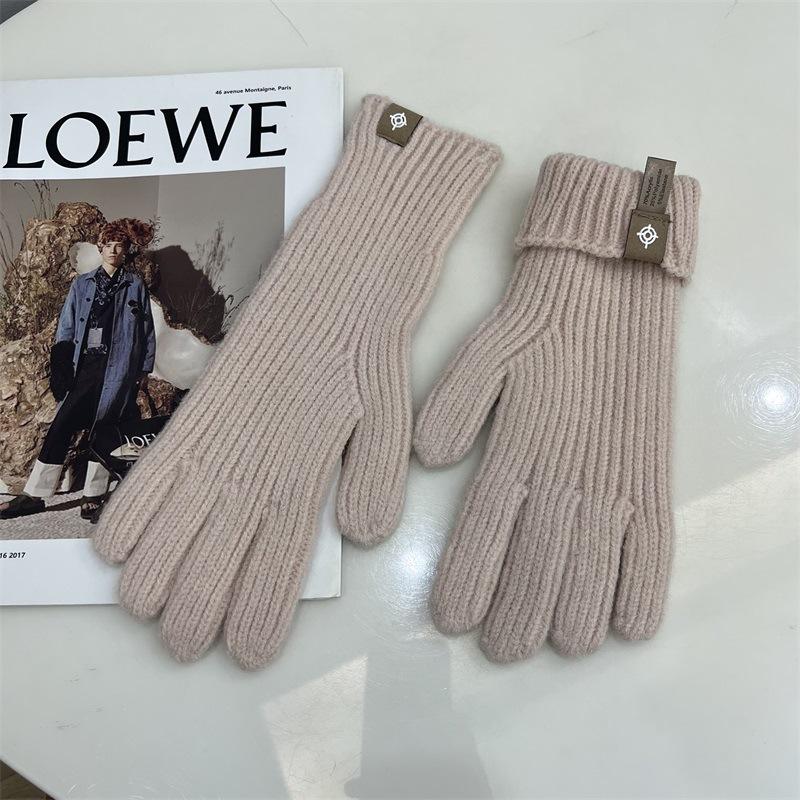 

Блогер вязаные пятипалые длинные перчатки осень и зима сенсорный экран теплые однотонные перчатки с открытыми пальцами One Size