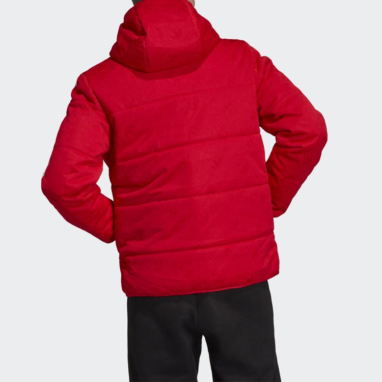 Adidas Originals Trefoil Three-Stripe Warm Sports Hooded Cotton Jacket Winter Edition Men Outerwear Crimson ED5831