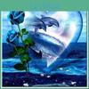 5d Embroidery Painting Diamond Diamond Needlework Cross Stitch Sea Dolphins Heart Wall Sticker