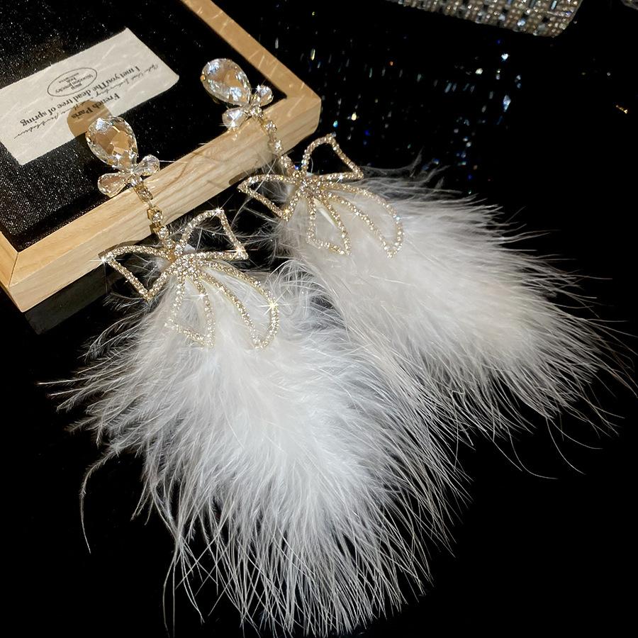 Бриллиантовые серьги-пусеты в виде бантиков с перьями, личность, темперамент, нишевые серьги, серьги, легкая роскошь