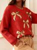 2025 Plus Size Retro Bow Casual Loose Women's Sweater