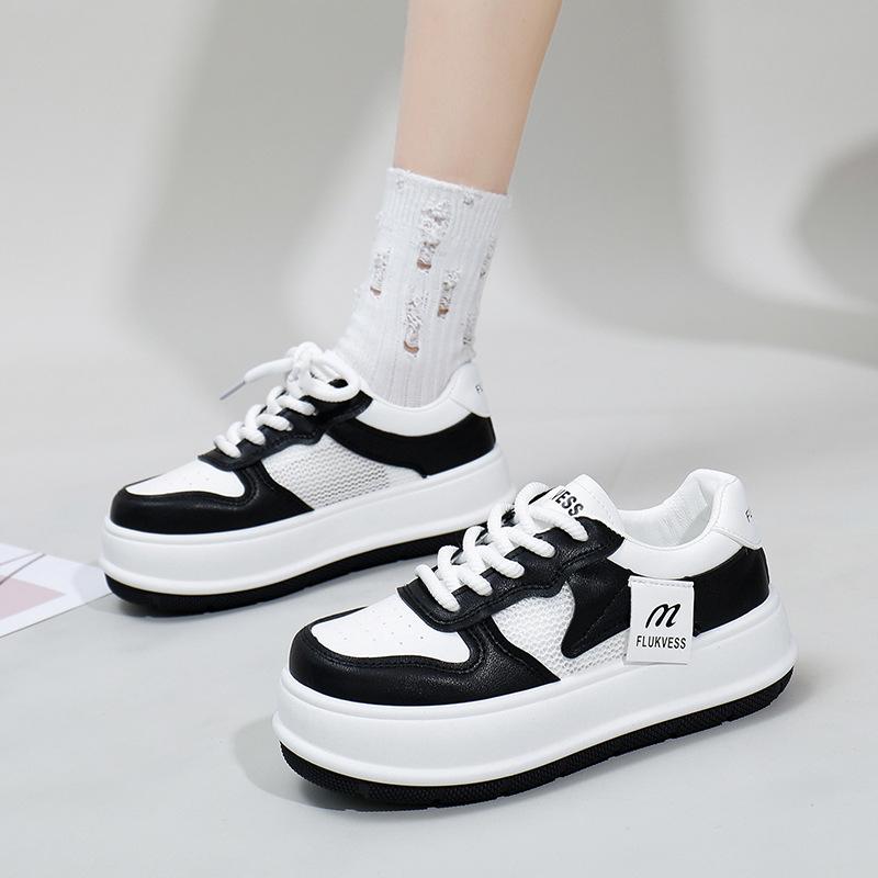INS White Shoes for Students Korean Style Women's Fashionable  Summer New Platform Height Increasing Breathable Casual Shoes Street Shot Z6602