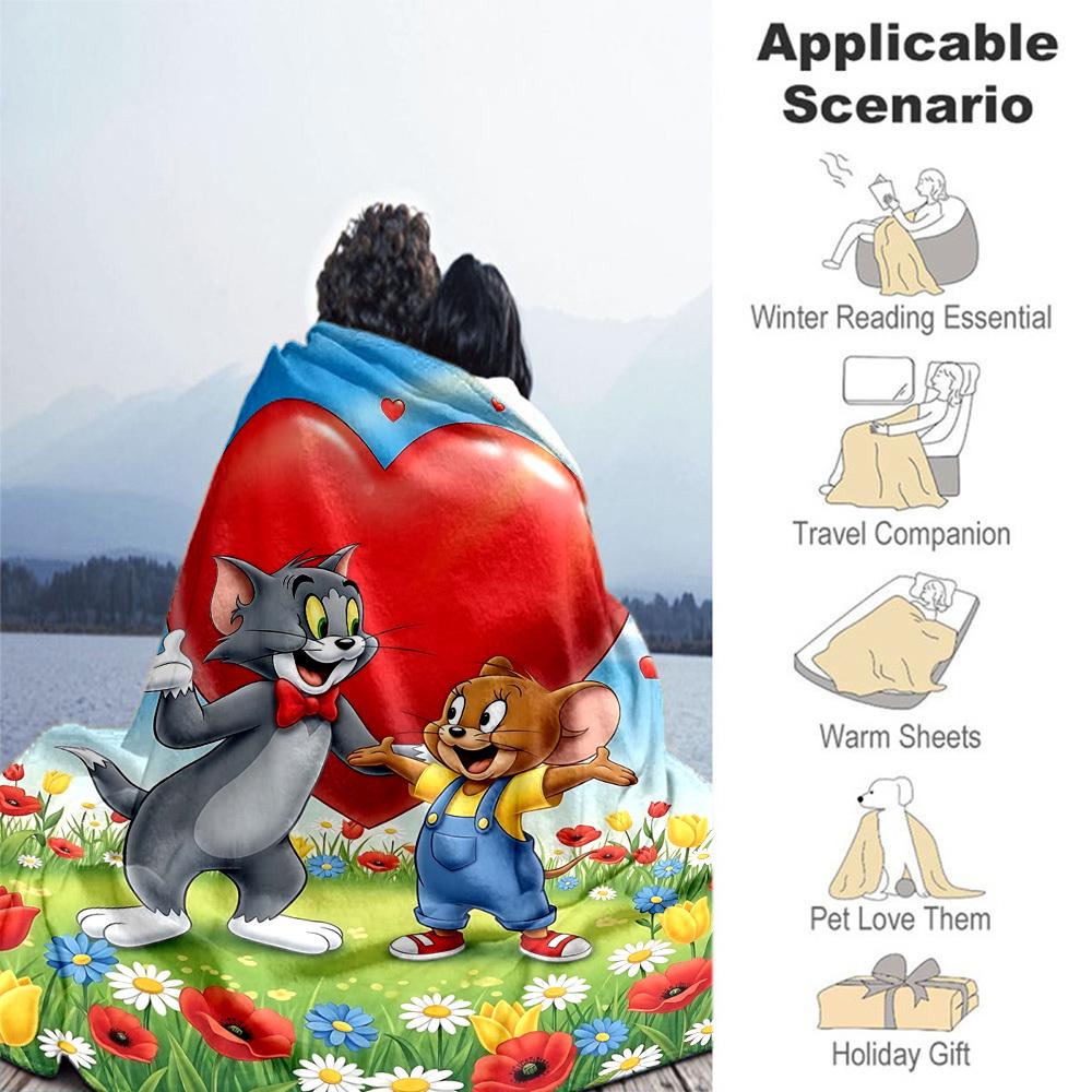 1pc Tom and JerryOutdoor Flannel Blanket Soft Plush Decor for Picnics, camping,Bedroom, Playroom, or Lunch Breakn1125A