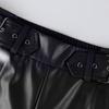 Ladies New Fashion Leather Pants High Waist Loose Pocket Waist PU Leather Flared Pants