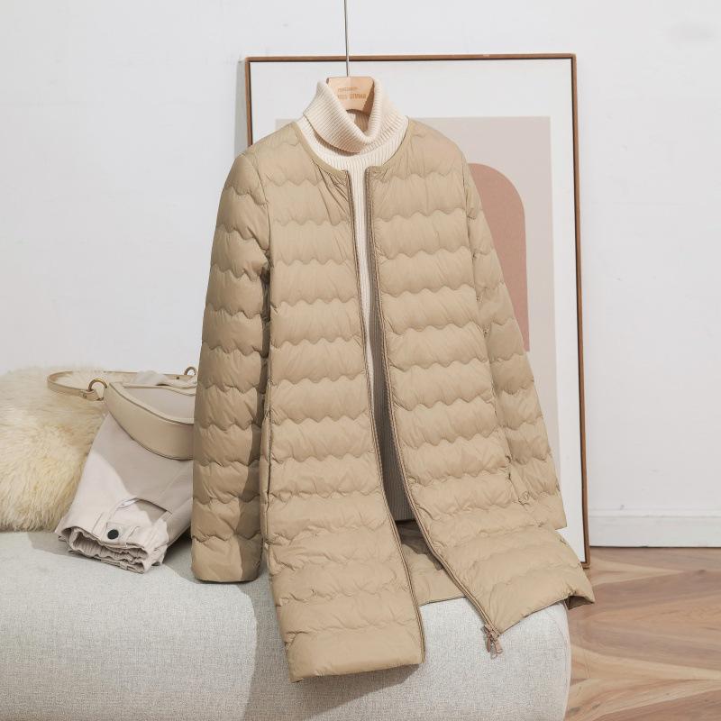 Korean Style Lightweight Collarless Down Jacket for Women