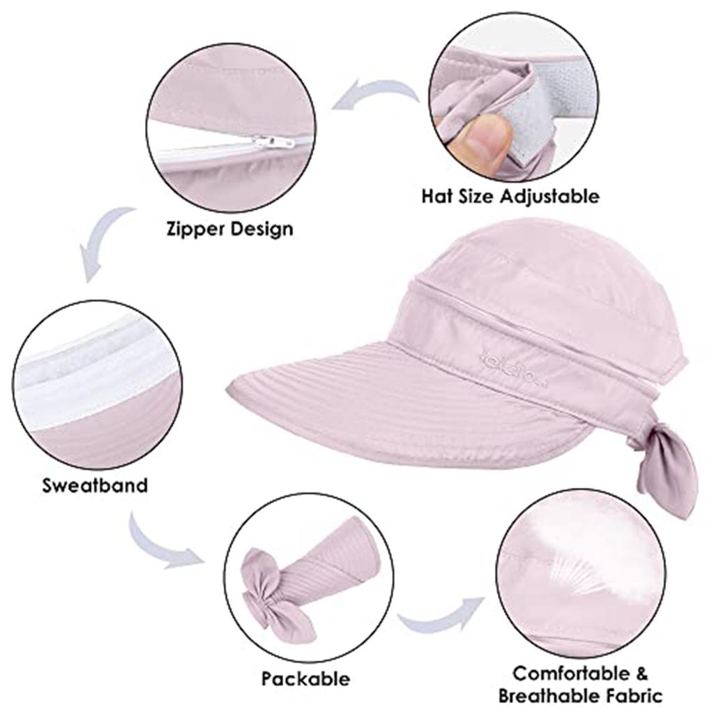 Hats For Women 2 In 1 Adjustable Convertible Beach Visor Hat With Sun Outdoor Hat Wide Sun Hats Summer Wide Fishing