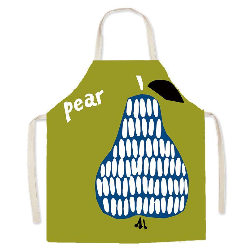 Funny Food Illustration Apron, Lemon Pear Graphic Kitchen Bib, Chef Cooking Wear, Multiple Sizes 38X47cm(15X19in)