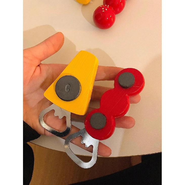 1pc household cute magnetic bottle opener Tomatoes on sticks cheese refrigerator sticker decorative bottle opener1