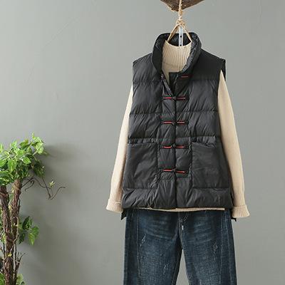 Autumn and winter light down jacket sleeveless Chinese style vest vest ethnic style disc buckle down outer wear inner wear