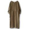 Johnature Women Vintage Dress O-Neck Long Sleeve Flod Spring Robes Solid Color A-Line Women Dresses
