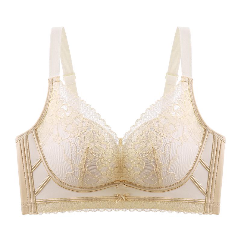 2025 Lace Wire-Free Bra: Women's Antibacterial, Breathable, Anti-Sag, Round Cup for Large Bust with Minimizing Effect