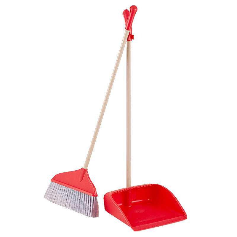 OEING Commercial Plastic Soft Bristle Broom and Dustpan Set