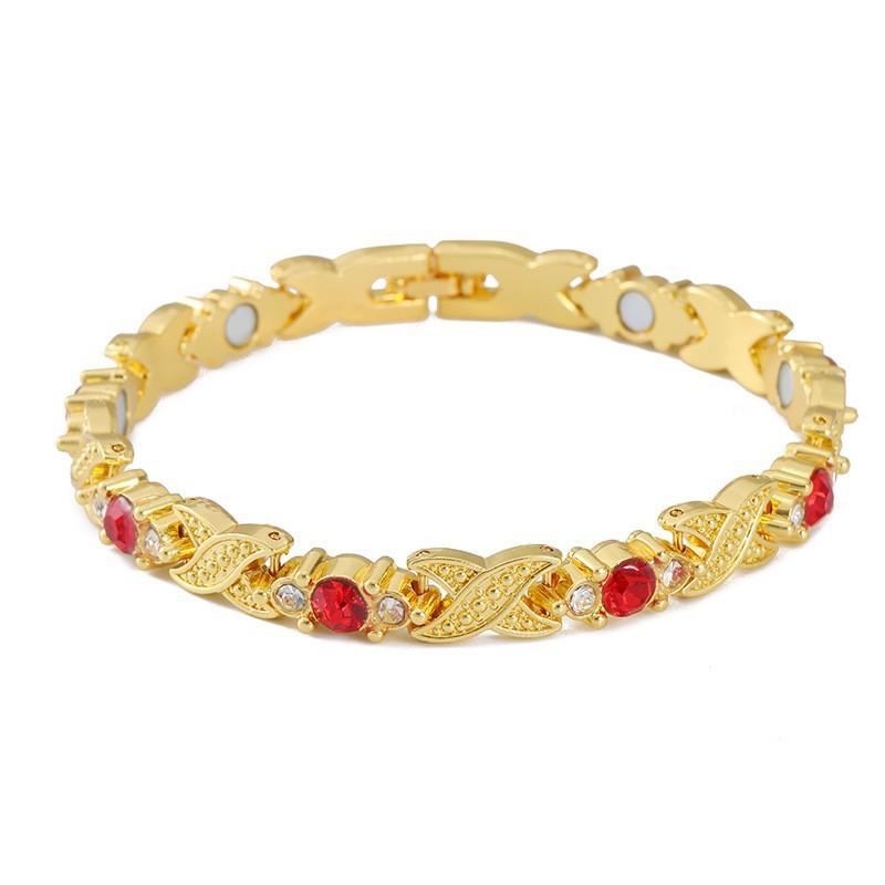 Ladies Detachable Energy Magnetic Bracelet Eco Friendly Rhinestone Adjustable Bangle