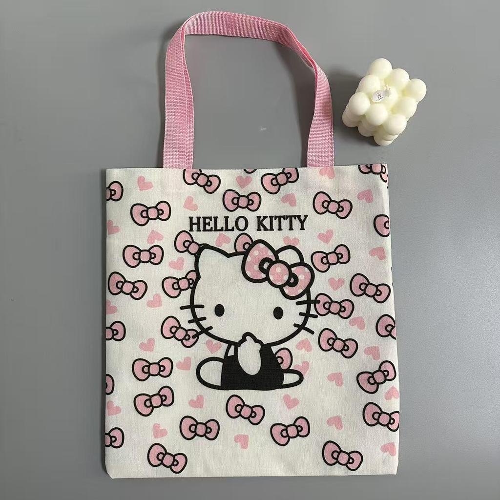 Plátěná taška přes rameno s kočičkou pro studenty s velkou kapacitou