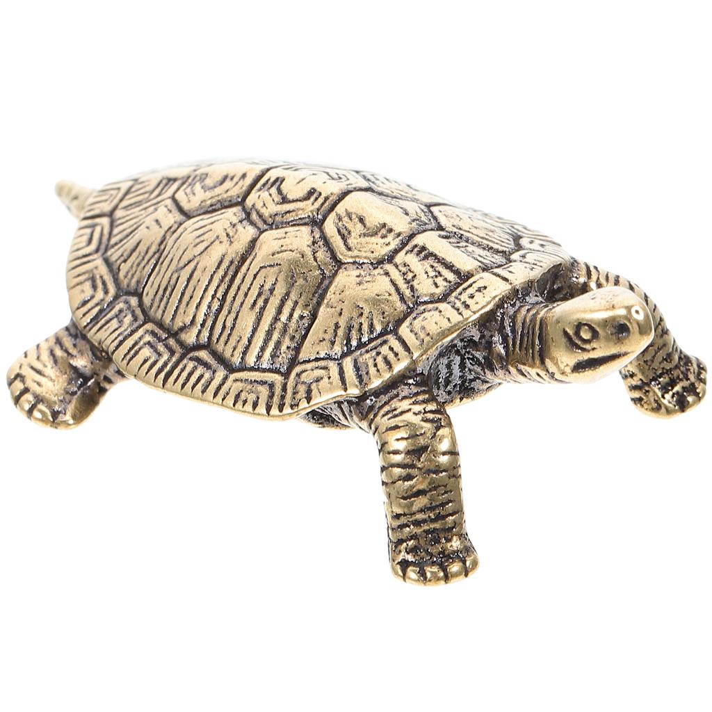 Golden Turtle Statue Sculpture Brass Drawer Decorative Model Figurine Office Vintage