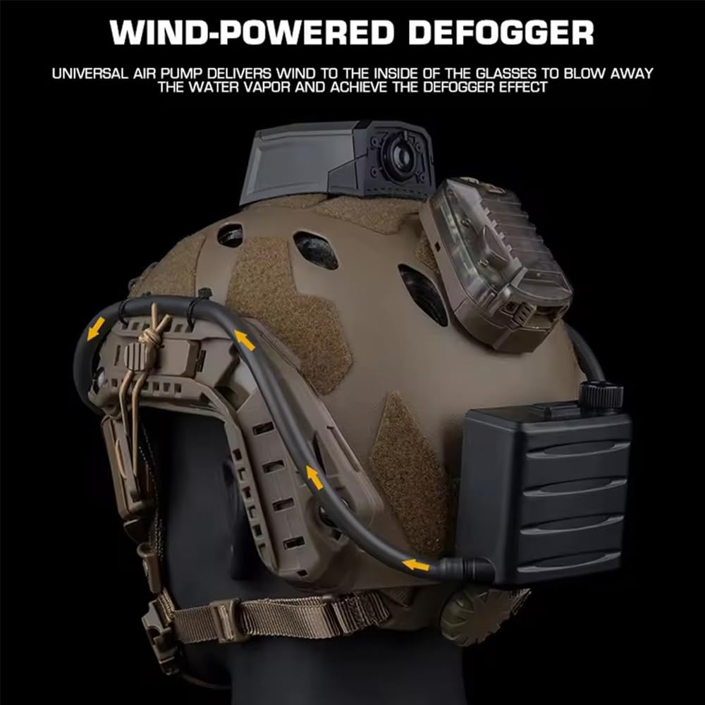 Tactical Cordless Airsoft Goggles Defogger Defogging Fan Anti-fog Pump for Safety Glasses with Rubber Seal Adjustable Wind Speed