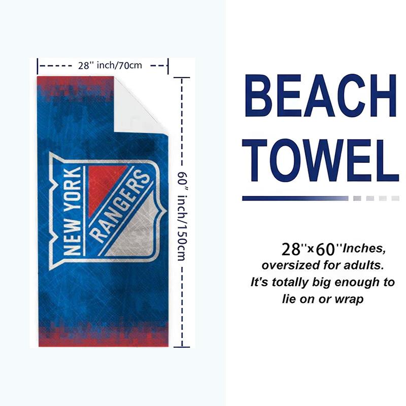 New York Rangers Logo Print Beach Towel, Large Soft Quick Dry Towel for Beach Camping Swimming