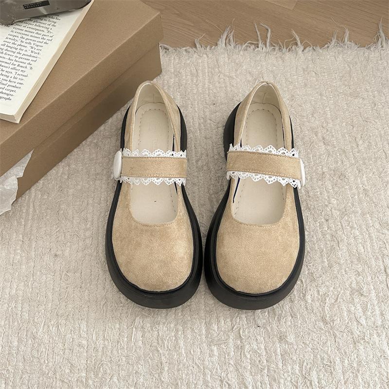 Round Head British Style Platform Simple Small Leather Shoes Women's Autumn and Winter 2025 New French Casual Thick Heel Loafer Single Shoes