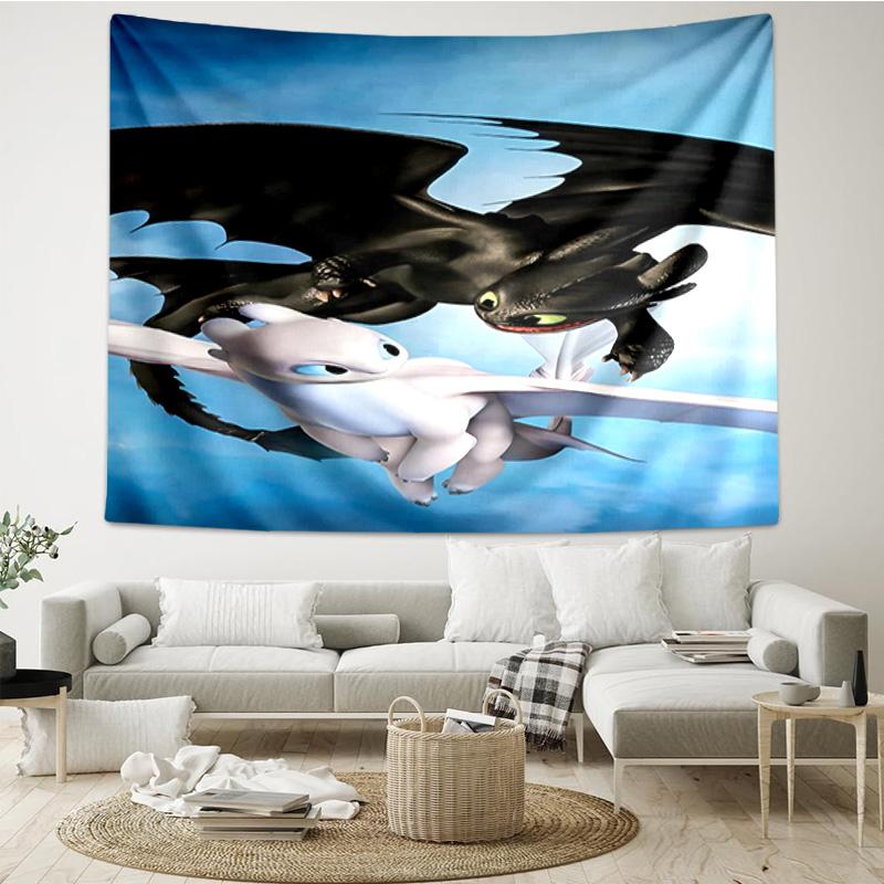 Dragon Taming Adventure Tapestry, Unique Design Tapestry, Wall Decor for Bedroom,Livingroom, Playroom,Heartwarming Fan Holiday Gifts