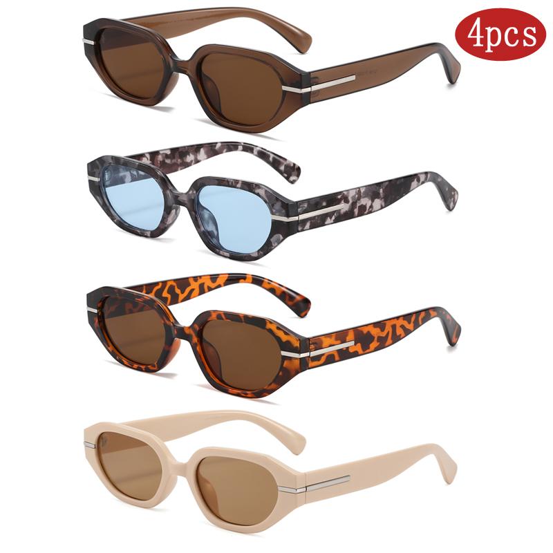 4 Sets Fashion Square Sunglasses Women Men Cat Eye UV400 Luxury Colorful Unisex Sun Glasses Classic Outdoor