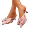 Spring and summer French pointed bow hollow high heel half bag head slippers fairy style pink sandals
