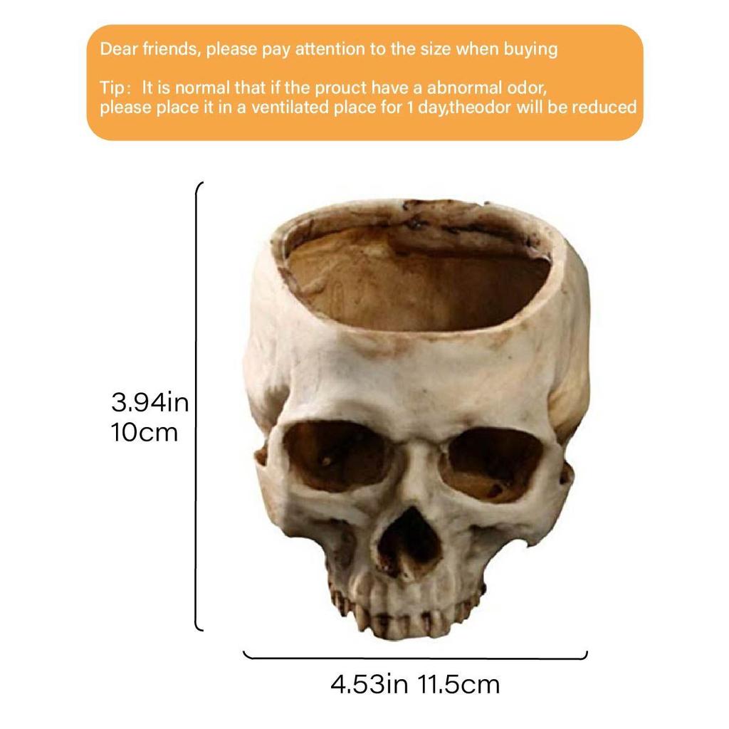 Creative Resin Skull Flowerpot Halloween Prop - Mindless Skull, Hollow Skull, Creative Prank Figurine