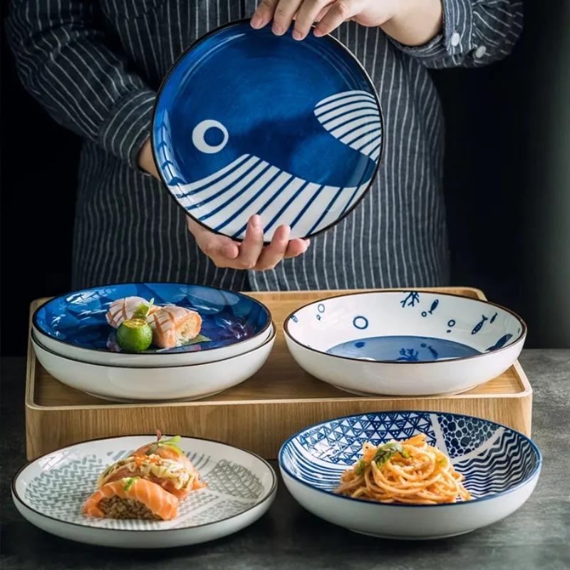 Creative Japanese Ceramic Plate Household Turnip Plate Deep Plates Shallow Plate Turnip Dish Restaurant Hotel Tableware Cooking