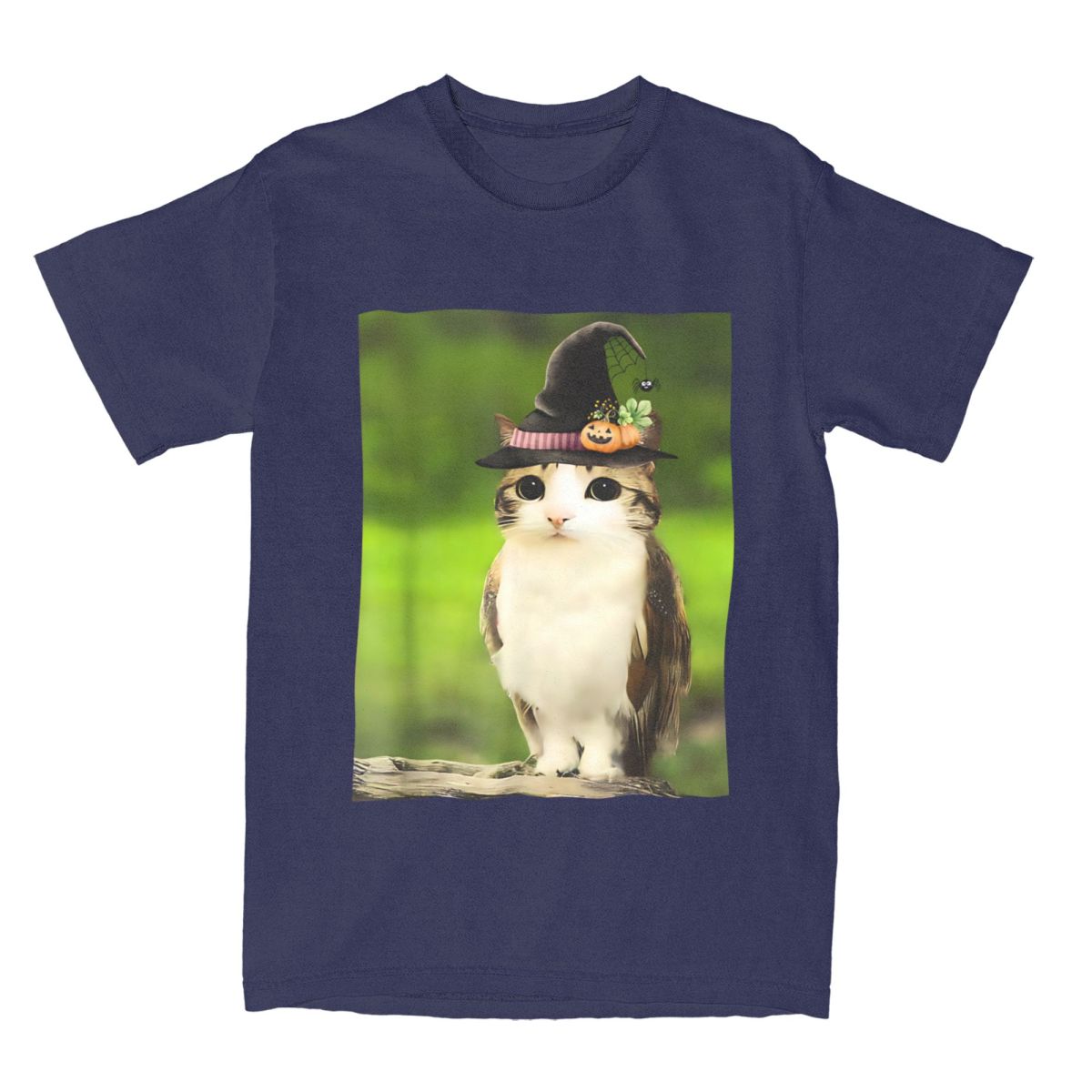 

Casual Meowl Wizard Cat Owl T-Shirt Men s Cotton Short Sleeve Round Neck Top Tee 4XL