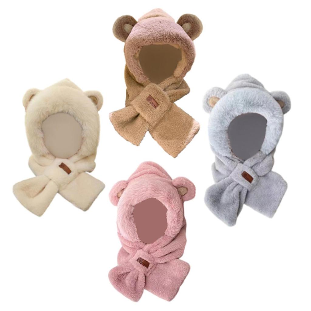Cartoon Winter Hat And Scarf Set Soft Wrapped with Hood for Stage Performance