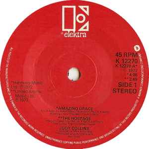 

7inch Record JUDY COLLINS Amazing Grace K12270 Elektra 1977 UK Pop Used