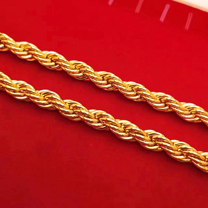 10mm Sand Gold Twisted Dragon Bone Necklace, Men's Fashion Clavicle Chain, Gold-Plated Jewelry