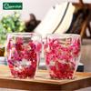 Double Wall Glass Cup Clear Flowers Pattern Milk Tea Coffee Mug Home Water Cup Drinking Glasses Espresso Cups Personalized Mugs